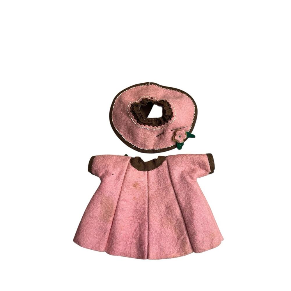 Vintage Vogue Ginny Doll Outfit Clothing Pink Flower Felt Hat - Picture 3 of 4